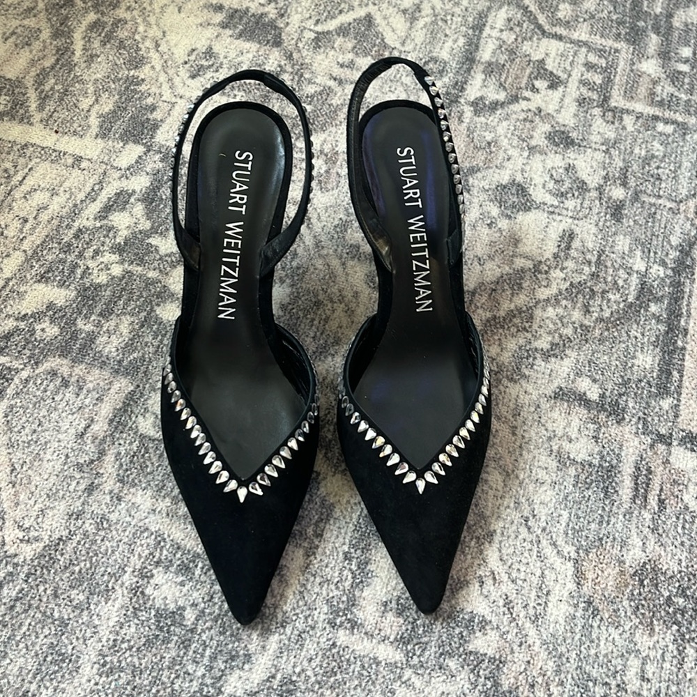 Stuart Weitzman Gemcut XCurve 100 Slingback Pump Size 9.5 Black - Picture 6 of 12